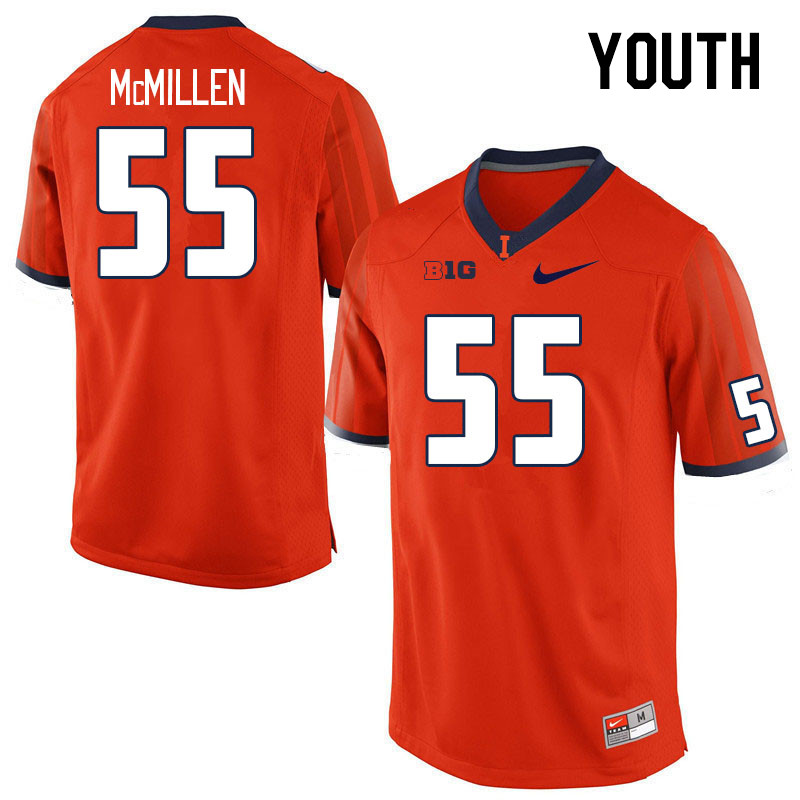 Youth #55 TJ McMillen Illinois Fighting Illini College Football Jerseys Stitched Sale-Orange